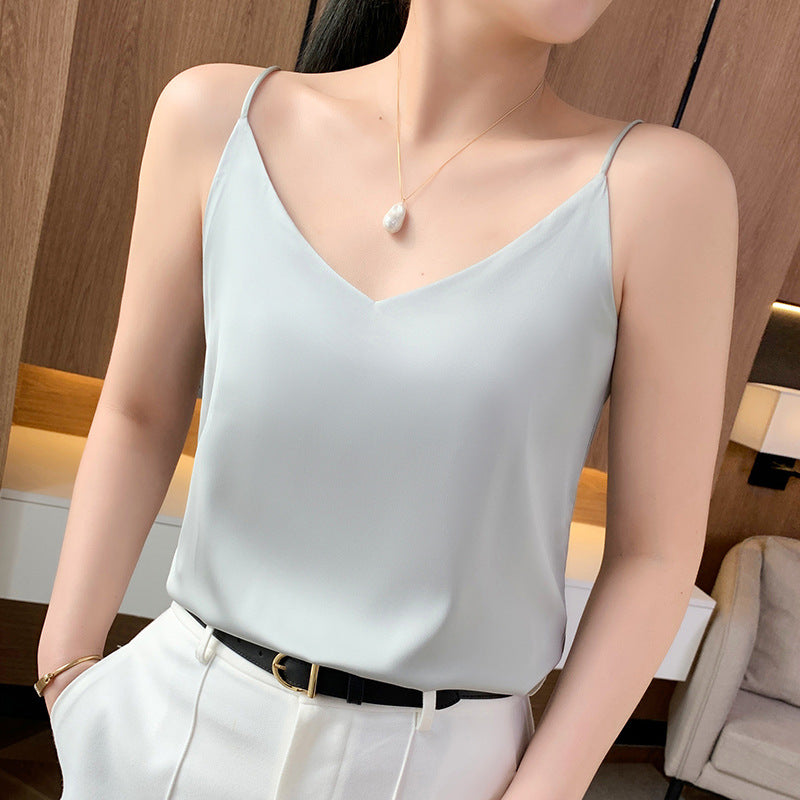 Single Shoulder V Neck Camisole Women Layering Vest