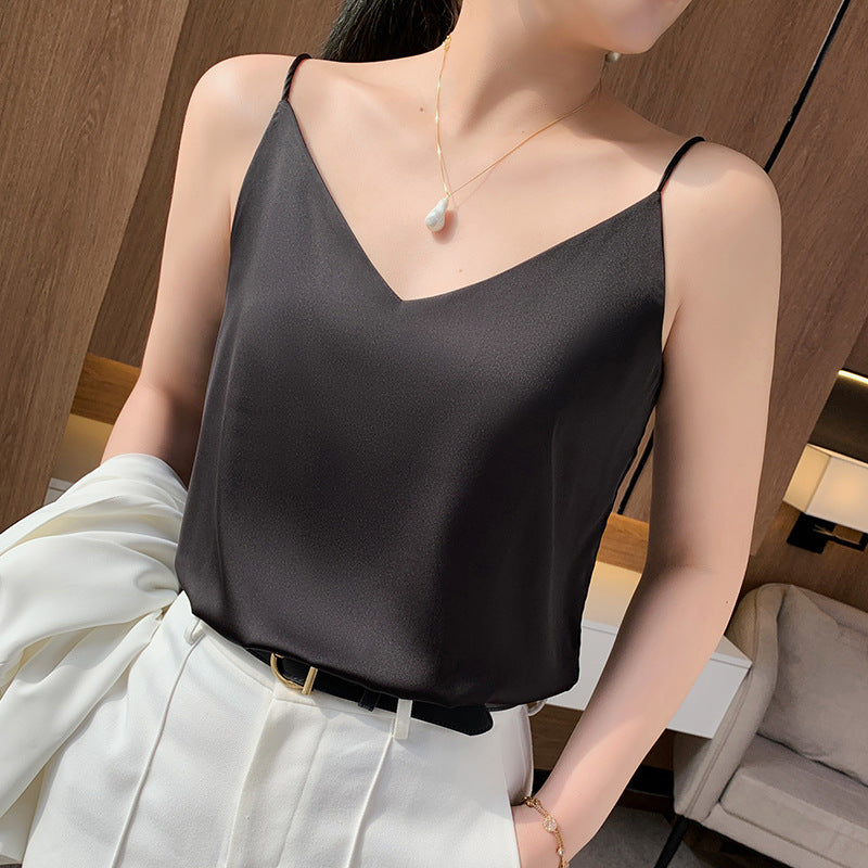 Single Shoulder V Neck Camisole Women Layering Vest