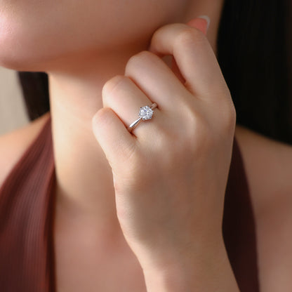 Six Claw Moissanite Sterling Silver Ring