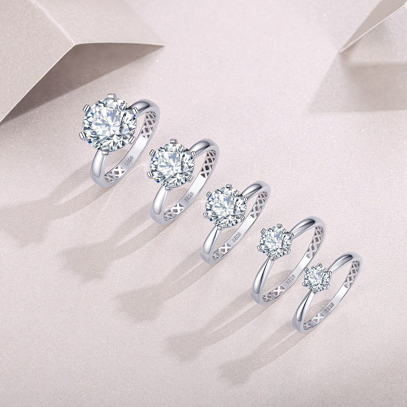 Six Claw Moissanite Sterling Silver Ring