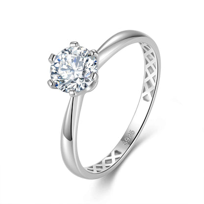 Six Claw Moissanite Sterling Silver Ring