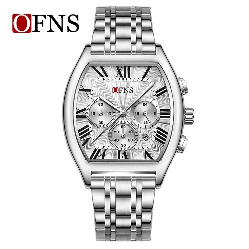 Six-Hand Quartz Watch with Barrel Dial