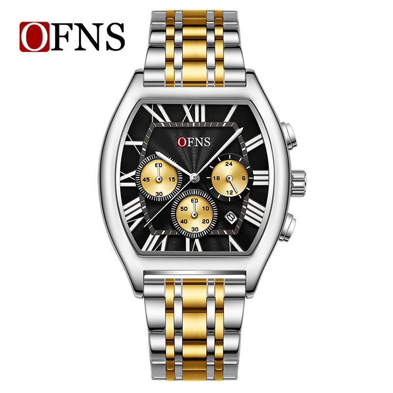 Six-Hand Quartz Watch with Barrel Dial