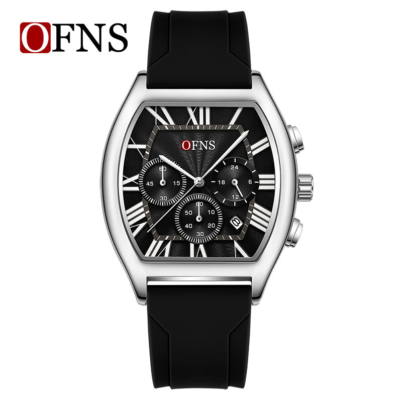 Six-Hand Quartz Watch with Barrel Dial