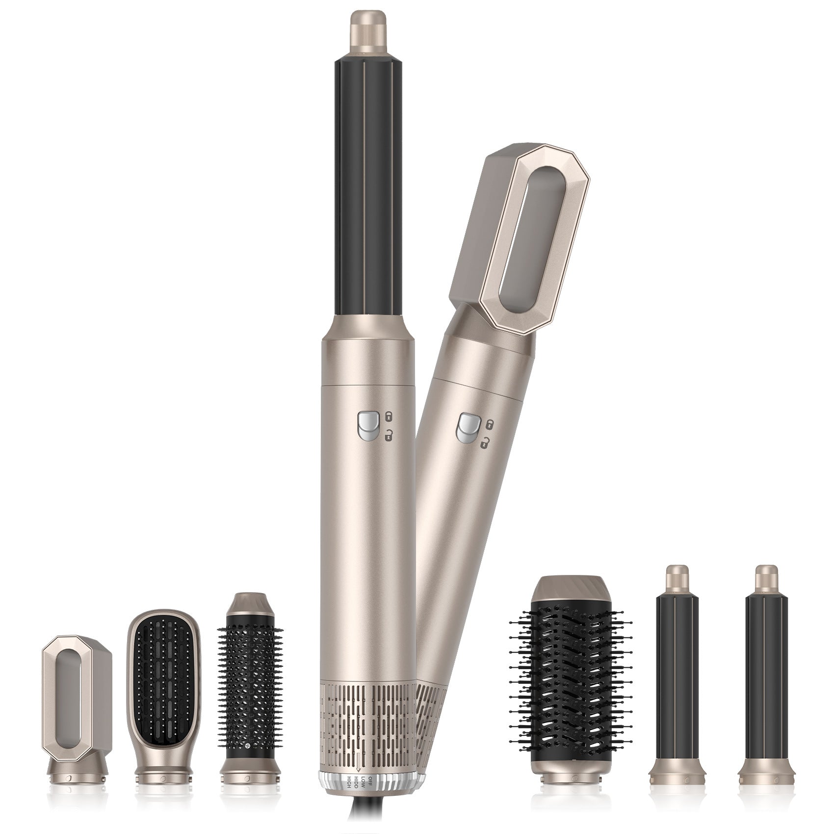 Six In One Multifunctional Hot Air Comb Curling Brush Hair Dryer