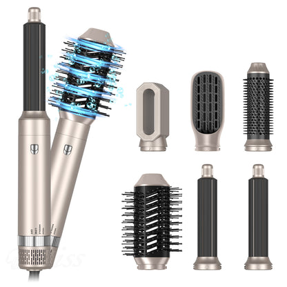 Six In One Multifunctional Hot Air Comb Curling Brush Hair Dryer
