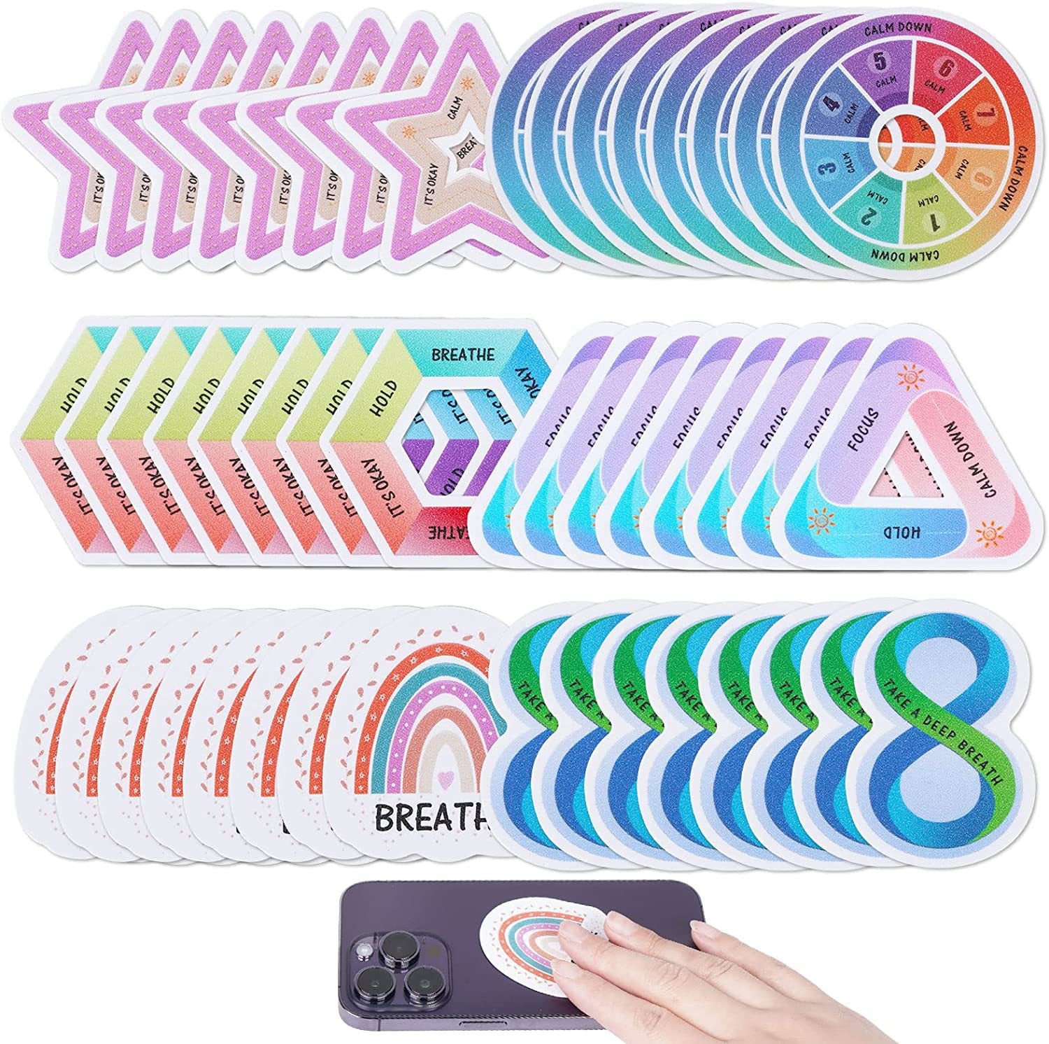 Six-pack stress relief stickers