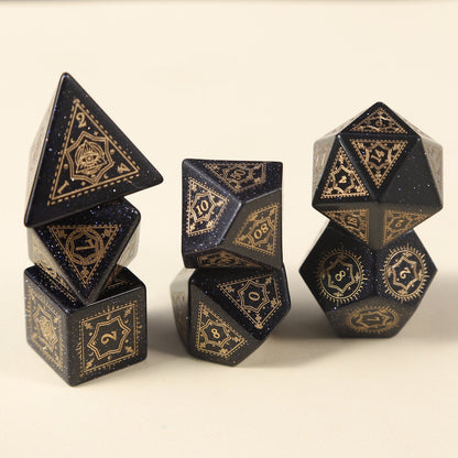 Six-Pointed Star Pattern Crystal Dice Set