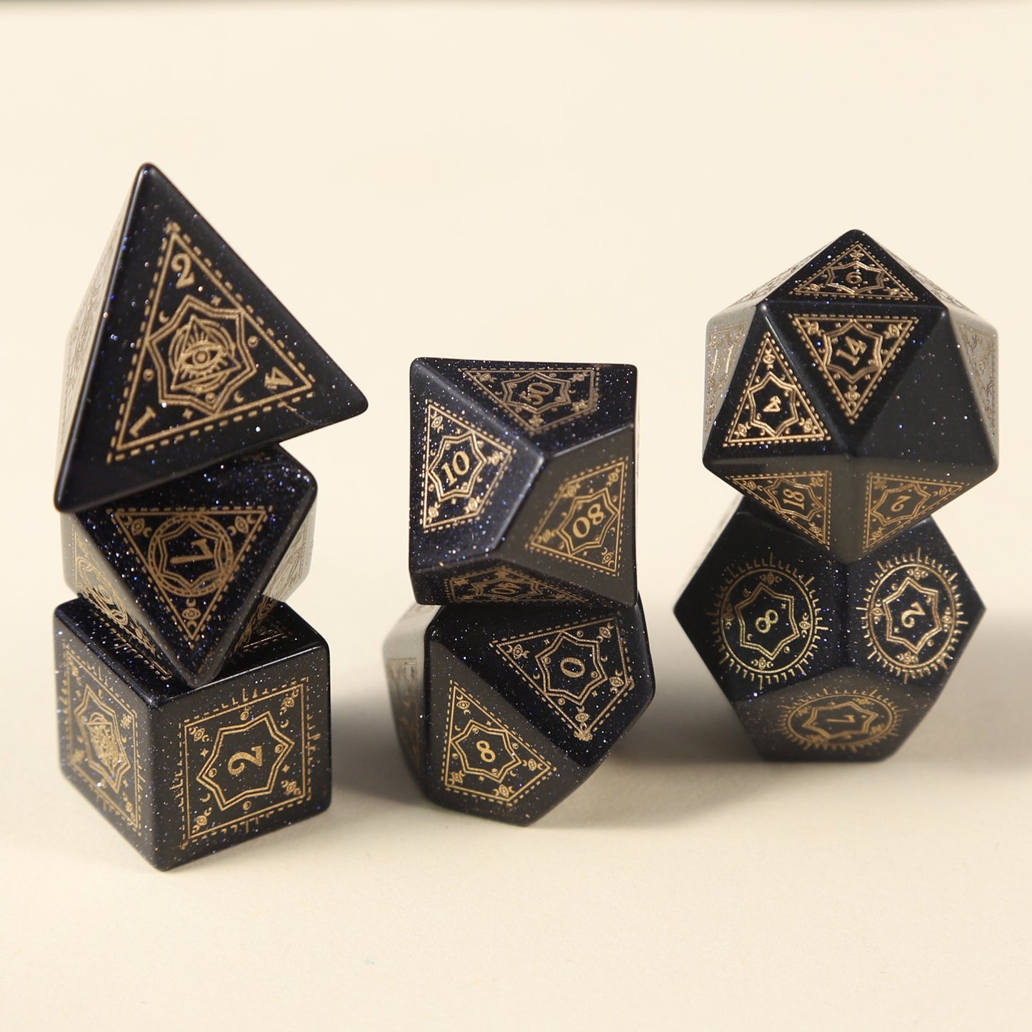 Six-Pointed Star Pattern Crystal Dice Set