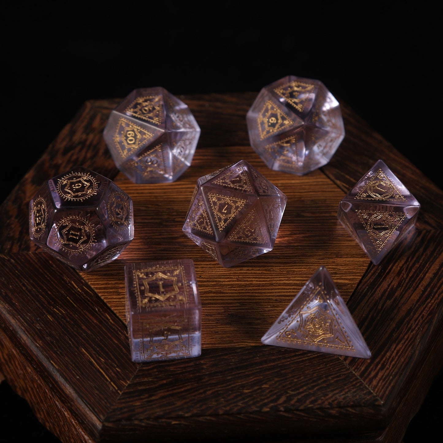 Six-Pointed Star Pattern Crystal Dice Set