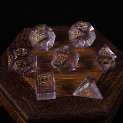 Six-Pointed Star Pattern Crystal Dice Set