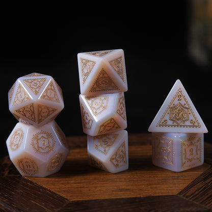 Six-Pointed Star Pattern Crystal Dice Set