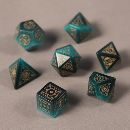 Six-Pointed Star Pattern Crystal Dice Set