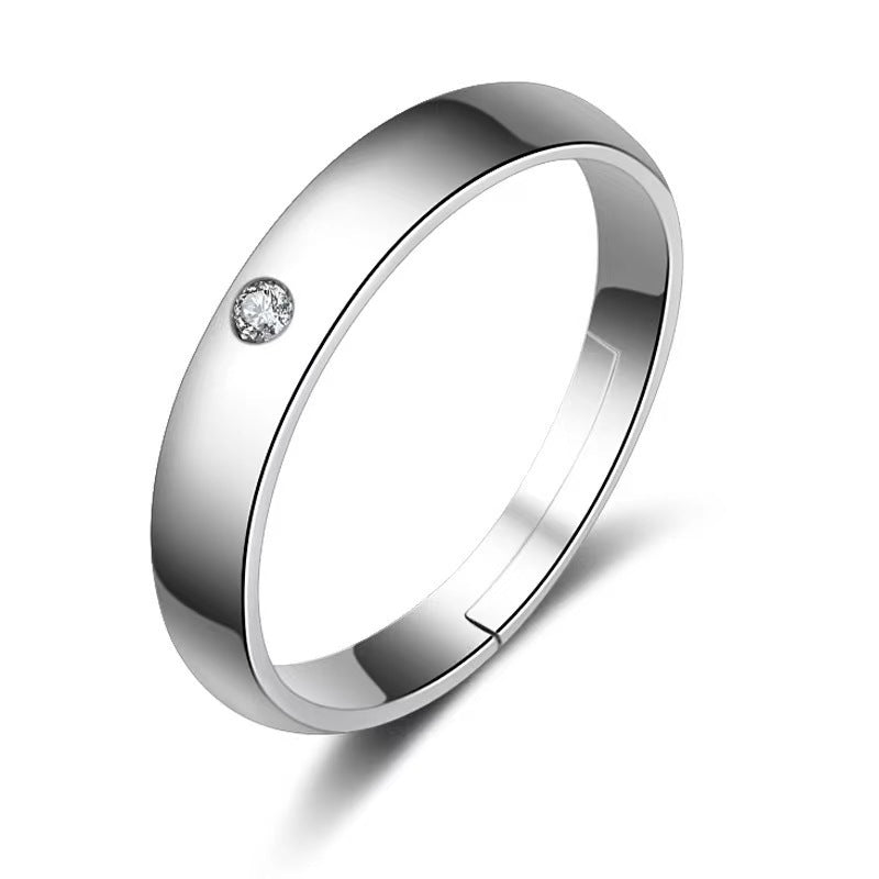 Six-Prong Simulated Diamond Geometric Adjustable Ring