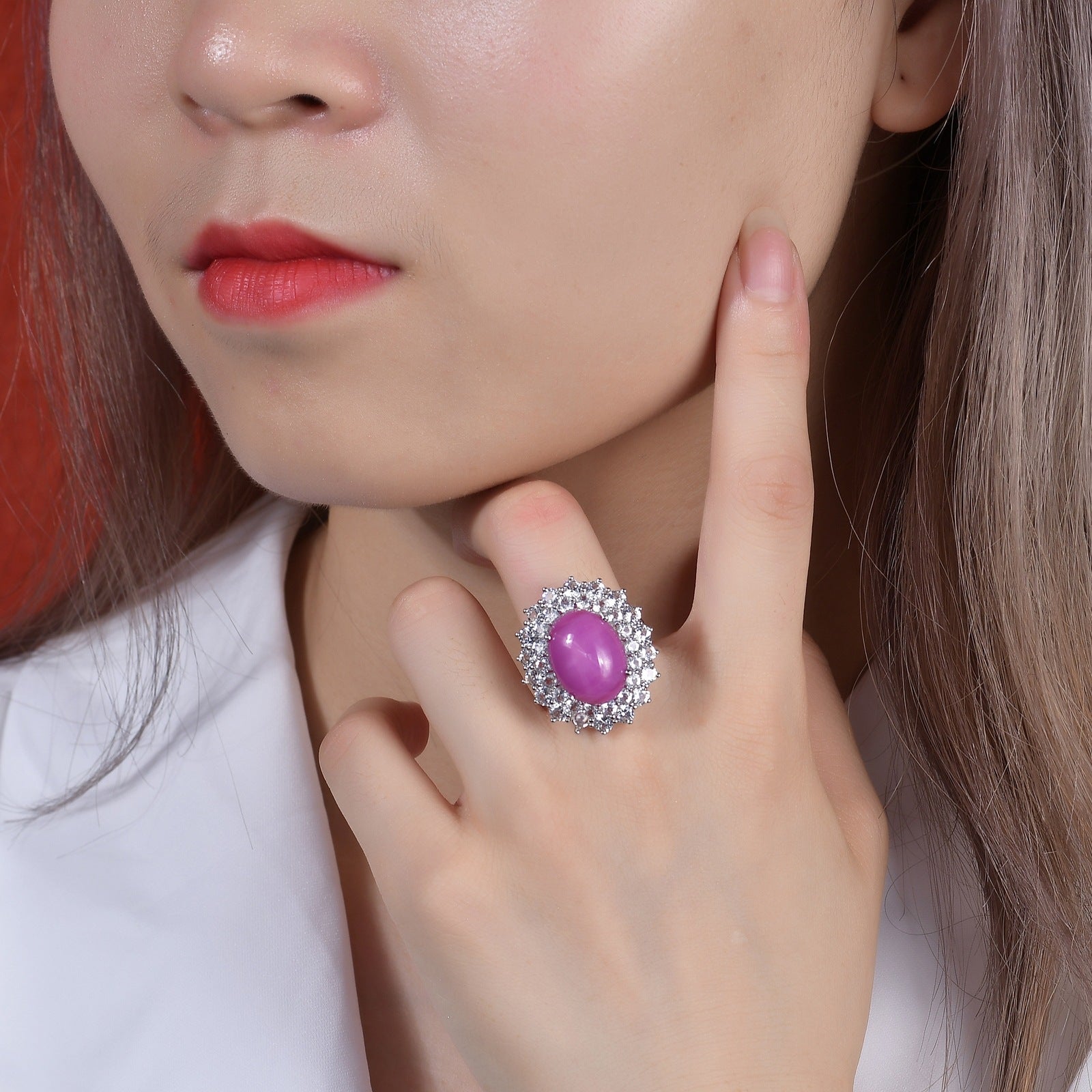 Six-Ray Star Ruby Sterling Silver Ring