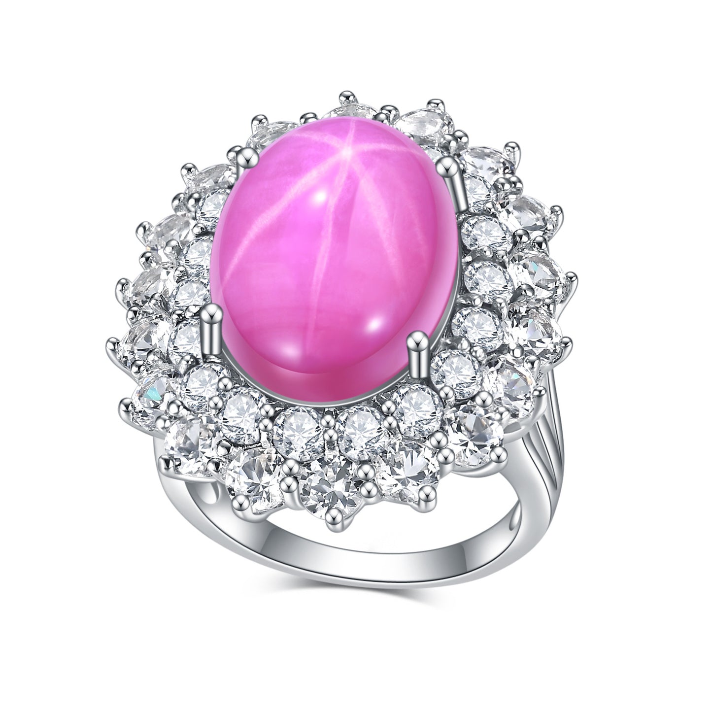 Six-Ray Star Ruby Sterling Silver Ring