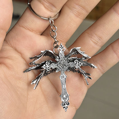 Six-winged angel cross necklace