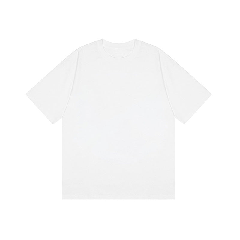 Sized round-neck pure cotton short-sleeved T-shirt