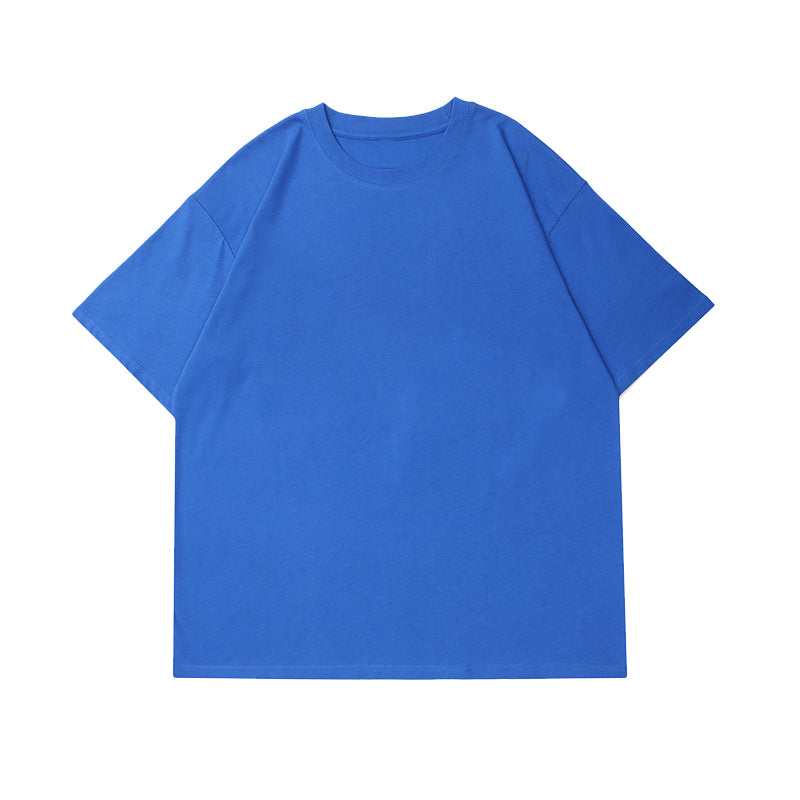 Sized round-neck pure cotton short-sleeved T-shirt