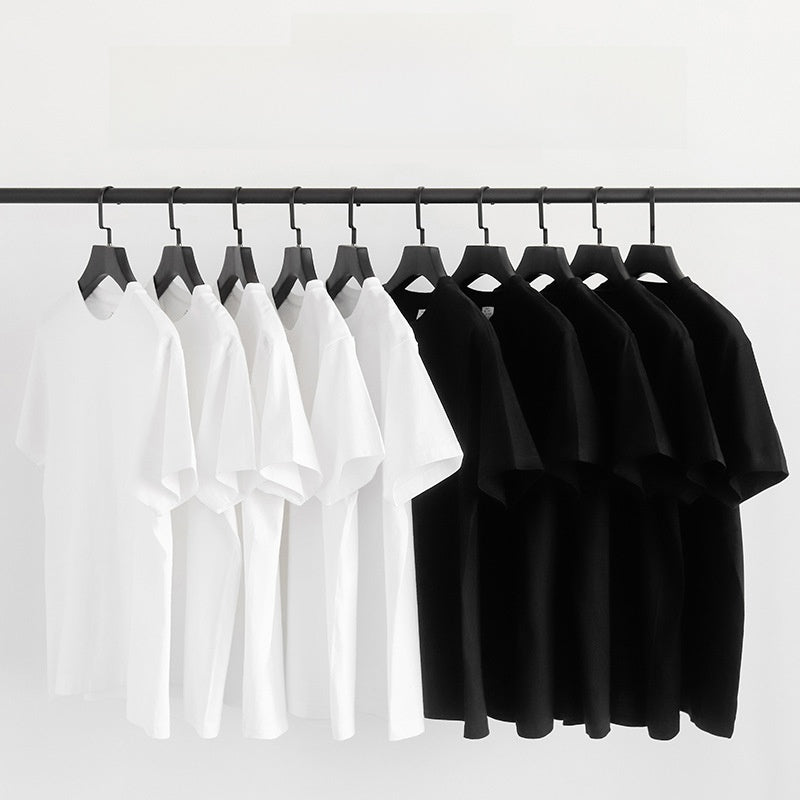 Sized round-neck pure cotton short-sleeved T-shirt
