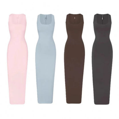 Skims Vintage U-Neck Slit Long Dress