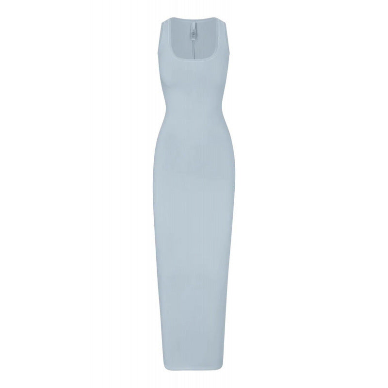 Skims Vintage U-Neck Slit Long Dress