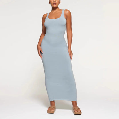 Skims Vintage U-Neck Slit Long Dress