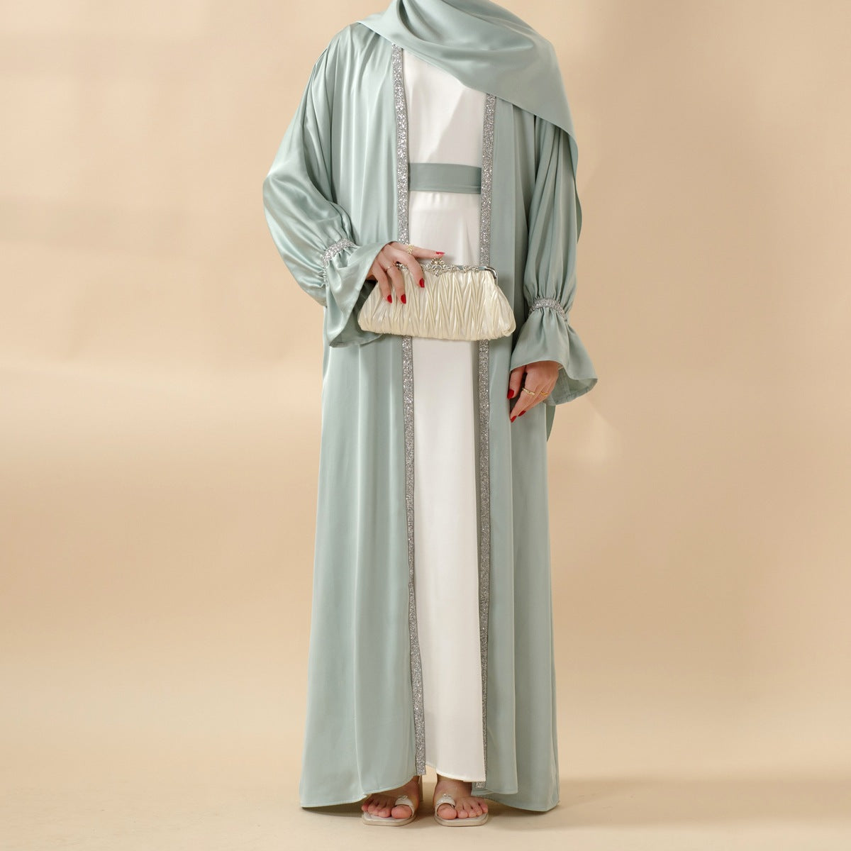 Skirt cuff with diamond abaya women's robe
