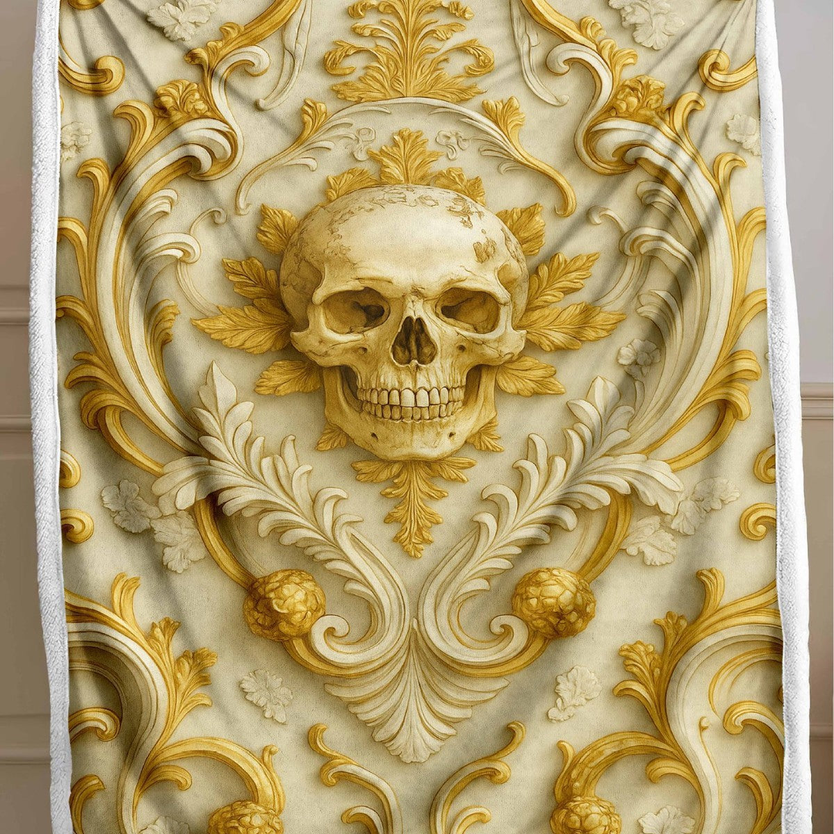 Skull Pattern Wool Blend Bedspread