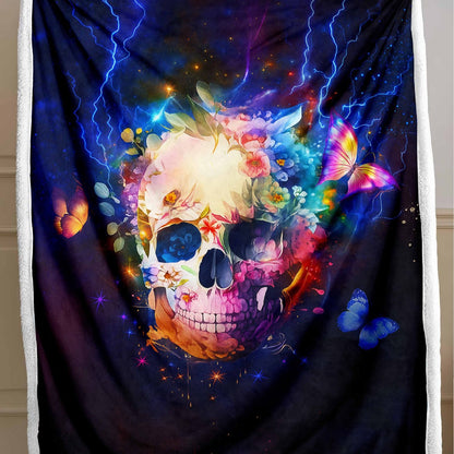 Skull Pattern Wool Blend Bedspread
