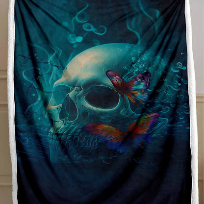 Skull Pattern Wool Blend Bedspread
