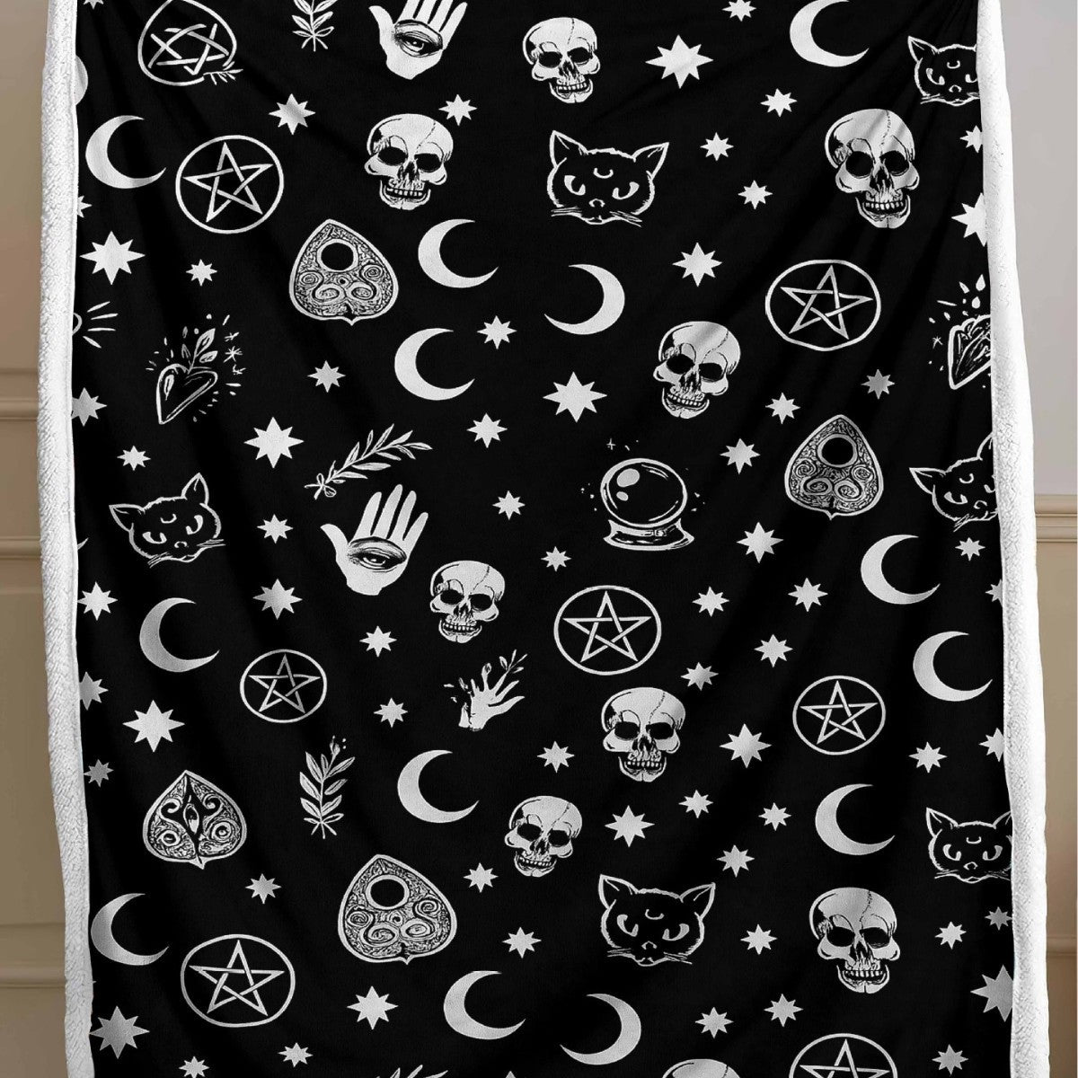 Skull Pattern Wool Blend Bedspread
