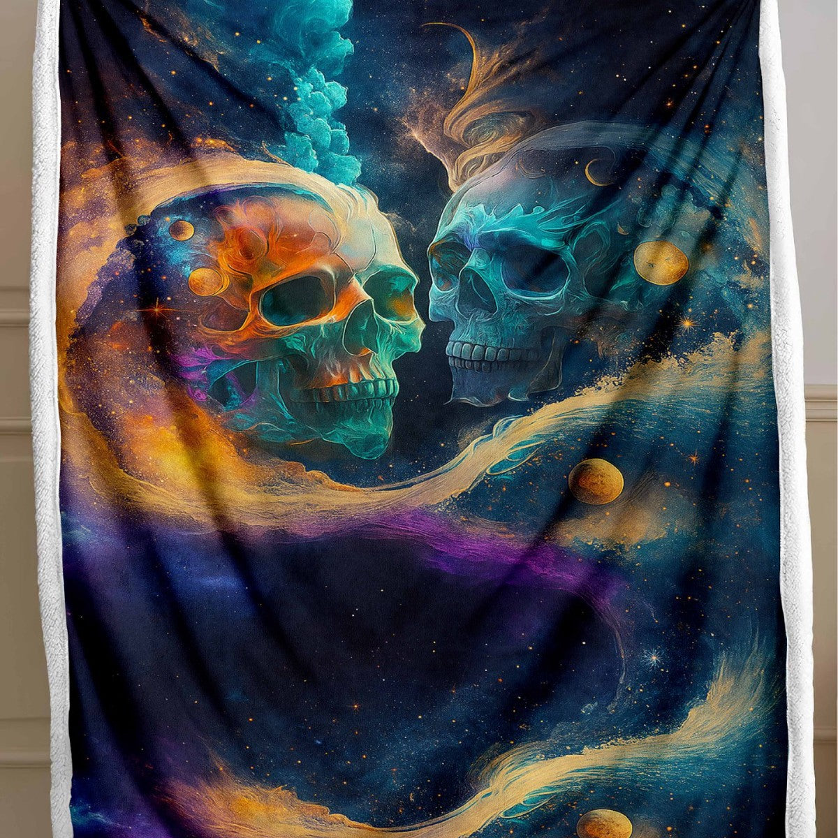 Skull Pattern Wool Blend Bedspread