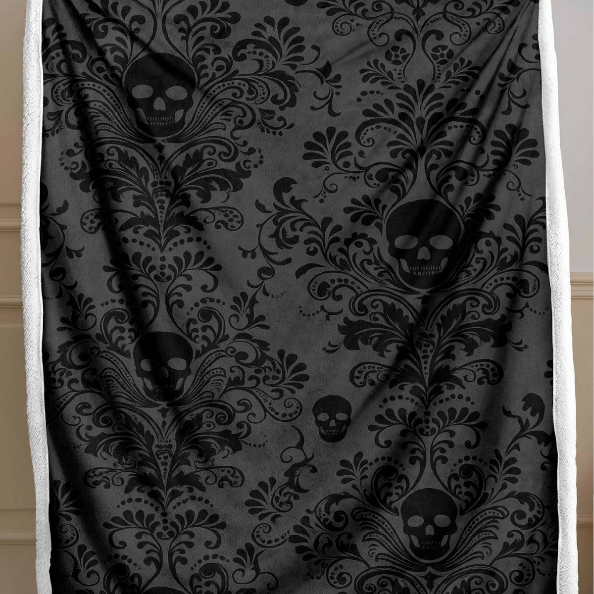 Skull Pattern Wool Blend Bedspread