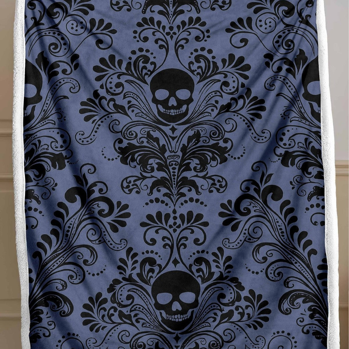Skull Pattern Wool Blend Bedspread