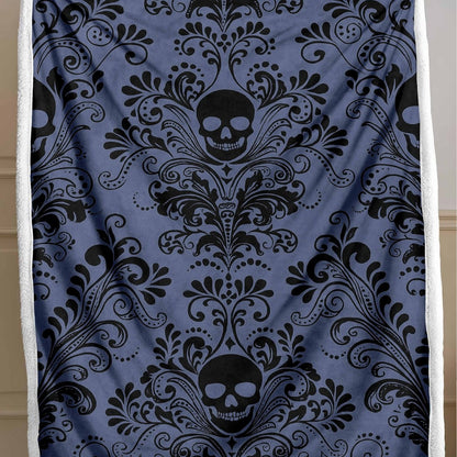 Skull Pattern Wool Blend Bedspread