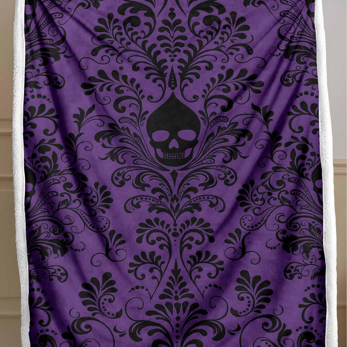 Skull Pattern Wool Blend Bedspread