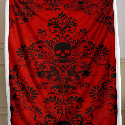 Skull Pattern Wool Blend Bedspread