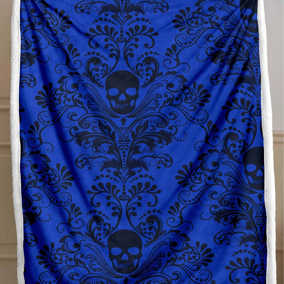 Skull Pattern Wool Blend Bedspread