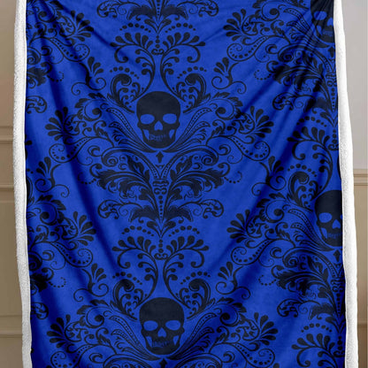 Skull Pattern Wool Blend Bedspread