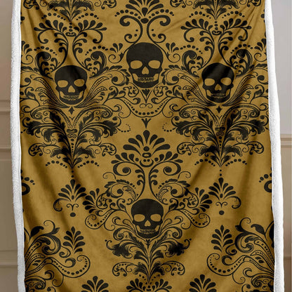 Skull Pattern Wool Blend Bedspread