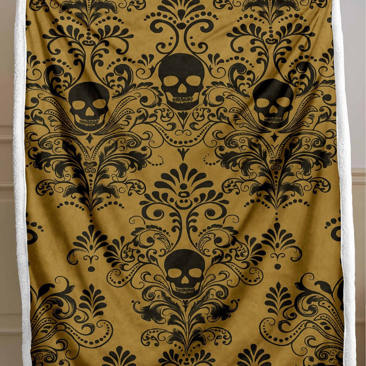 Skull Pattern Wool Blend Bedspread