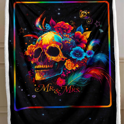 Skull Pattern Wool Blend Bedspread