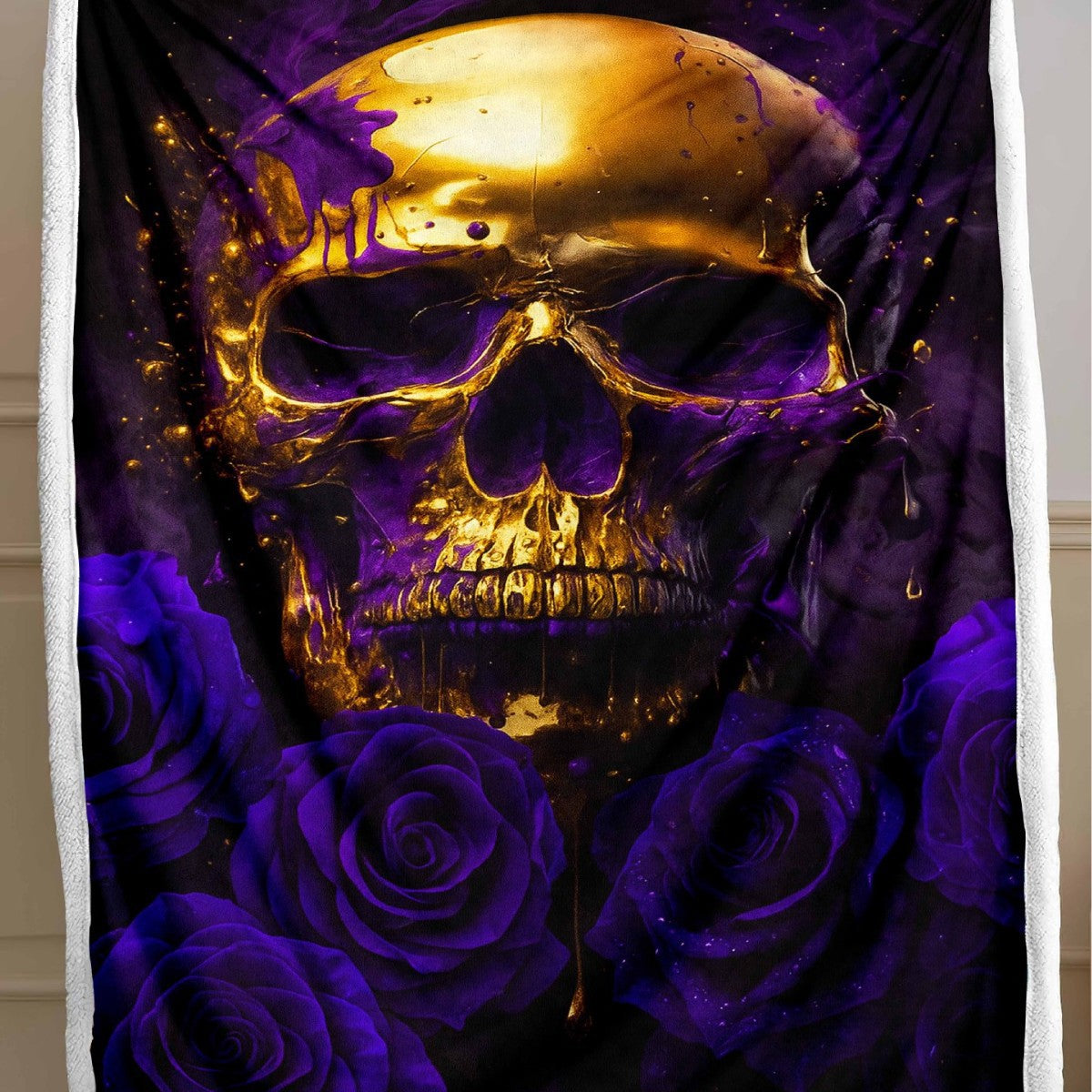 Skull Pattern Wool Blend Bedspread