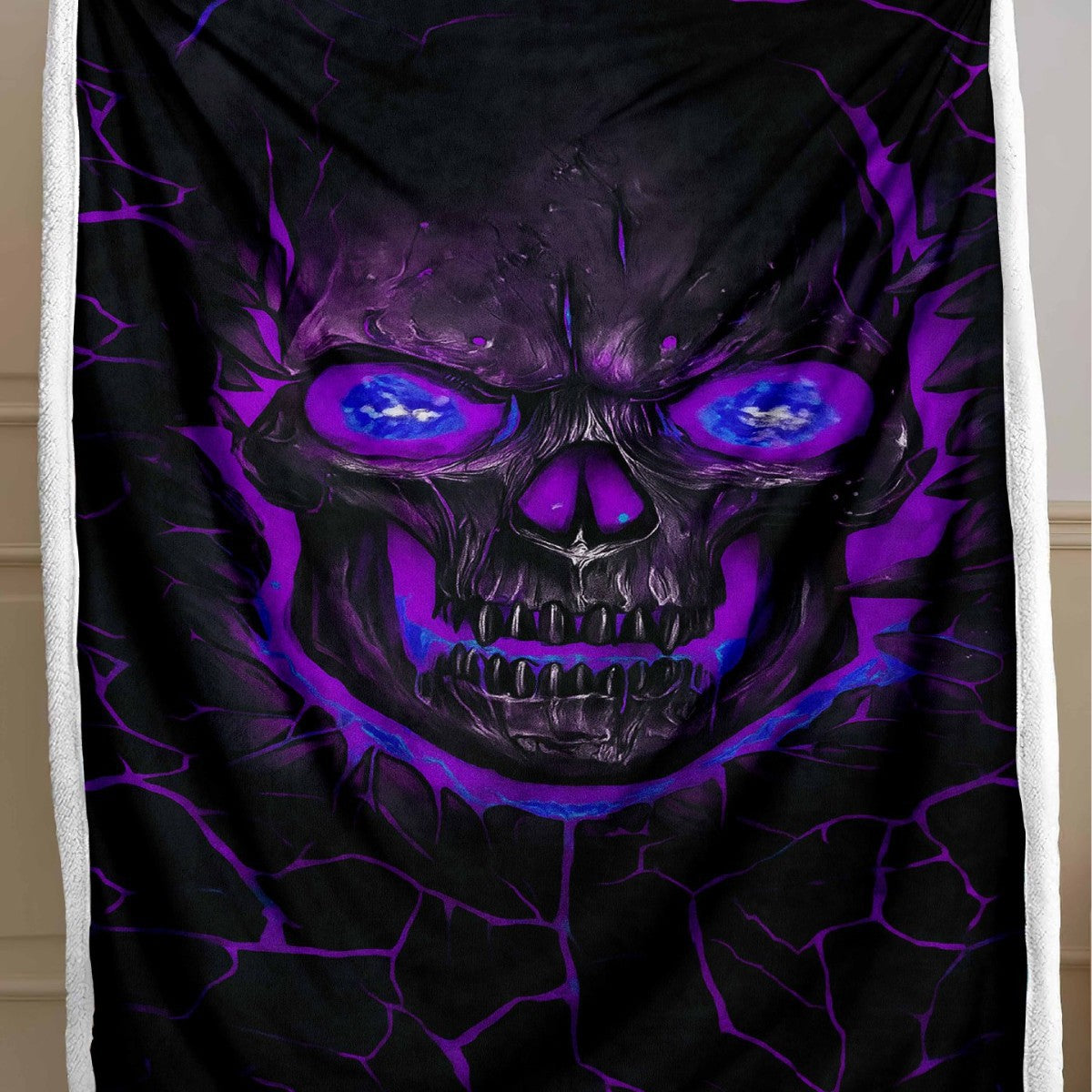 Skull Pattern Wool Blend Bedspread