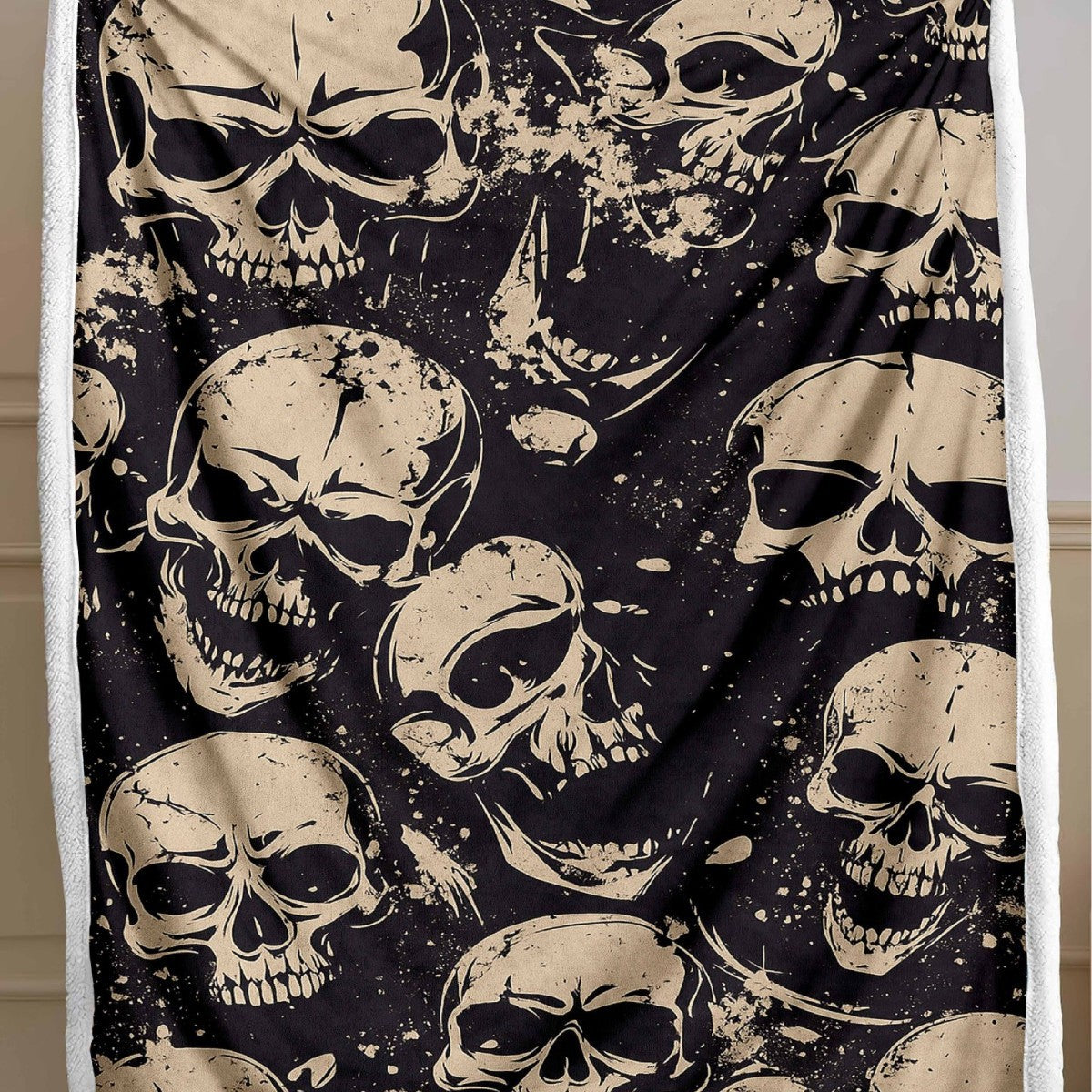 Skull Pattern Wool Blend Bedspread