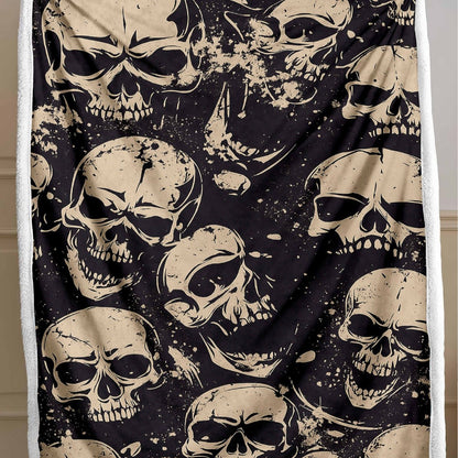 Skull Pattern Wool Blend Bedspread