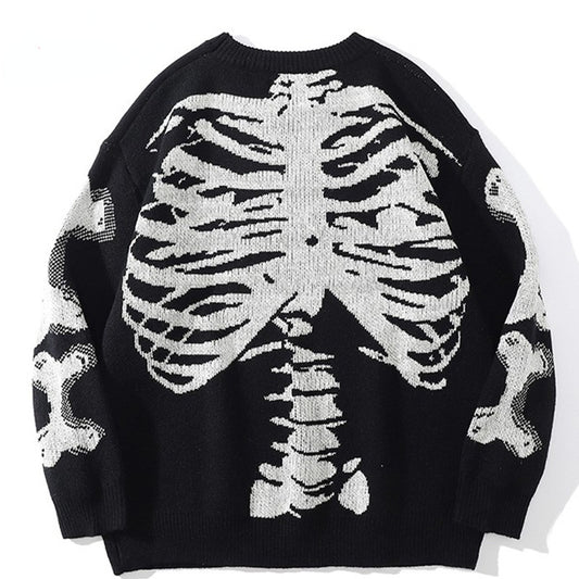 Skull Print Knit Sweater