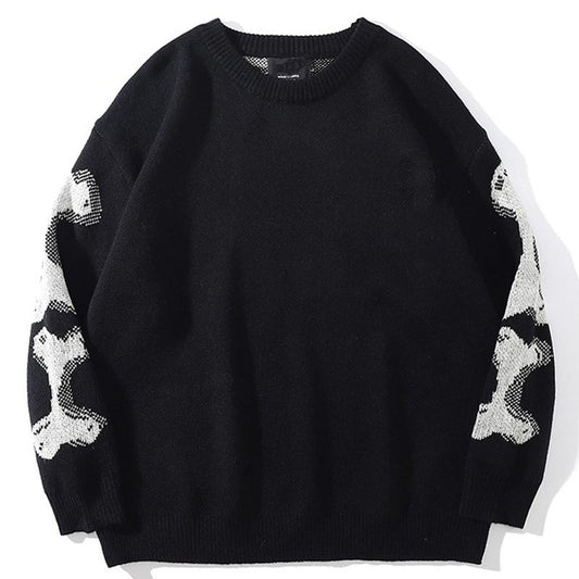 Skull Print Knit Sweater