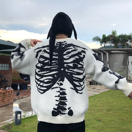 Skull Print Knit Sweater